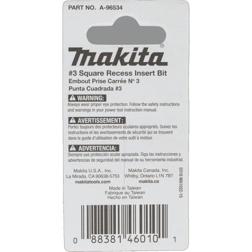 Makita A-96534 ImpactX #3 Square Recess 1³ Insert Bit, 2/pk