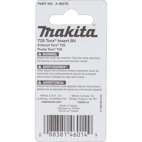 Makita A-96578 ImpactX T25 Torx® 1³ Insert Bit, 2/pk