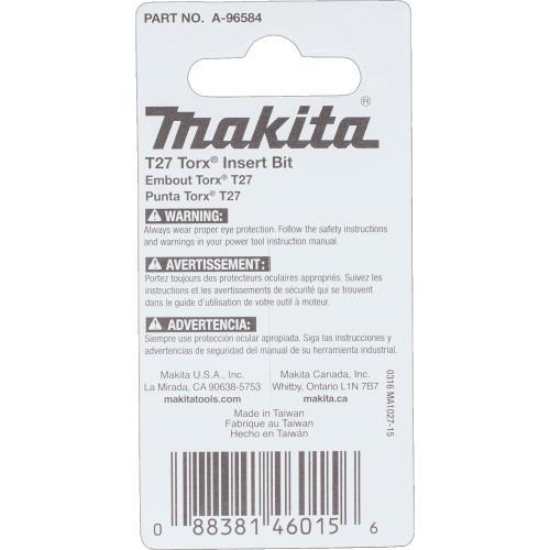 Makita A-96584 ImpactX, T27 Torx® 1³ Insert Bit, 2/pk