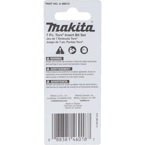 Makita A-96615 ImpactX, 7 Pc. Torx® 1³ Insert Bit Set