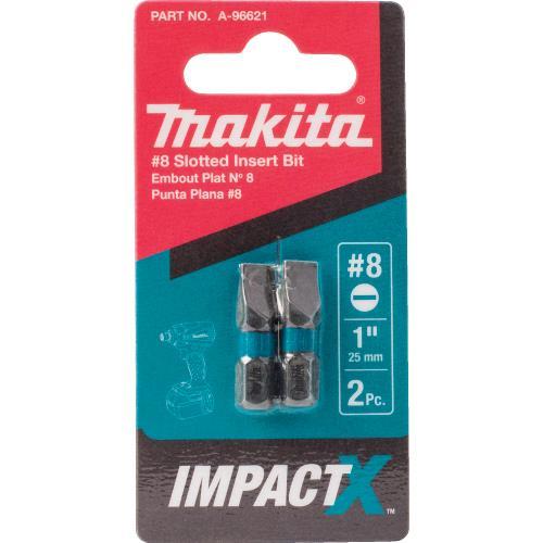 Makita A-96621 ImpactX, #8 Slotted 1³ Insert Bit, 2/pk