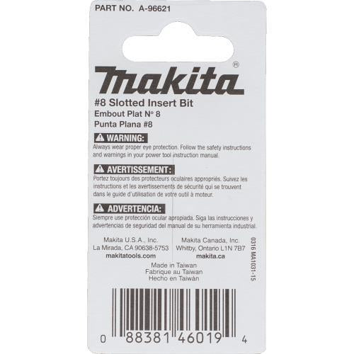 Makita A-96621 ImpactX, #8 Slotted 1³ Insert Bit, 2/pk