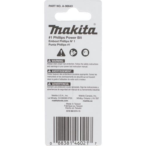 Makita A-96643 ImpactX, #1 Phillips 2³ Power Bit, 2/pk