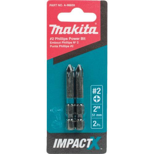 Makita A-96659 ImpactX, #2 Phillips 2" Power Bit, 2/pk