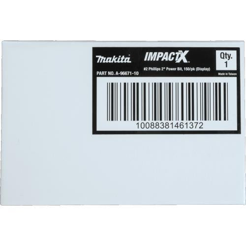 Makita A-96671-10 ImpactX, #2 Phillips 2³ Power Bit, 10 x 15/pk, Display