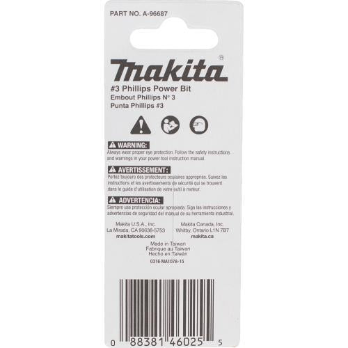 Makita A-96687 ImpactX, #3 Phillips 2³ Power Bit, 2/pk