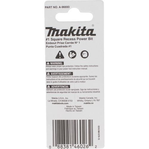 Makita A-96693 ImpactX, #1 Square Recess 2³ Power Bit, 2/pk