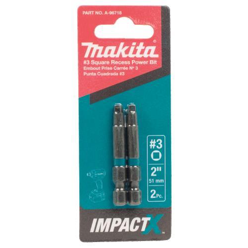 Makita A-96718 ImpactX, #3 Square Recess 2³ Power Bit, 2/pk