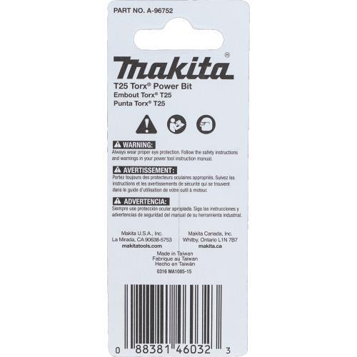 Makita A-96752 ImpactX, T25 Torx® 2³ Power Bit, 2/pk