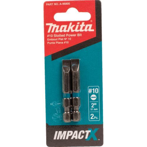 Makita A-96805 ImpactX #10 Slotted 2³ Power Bit, 2/pk