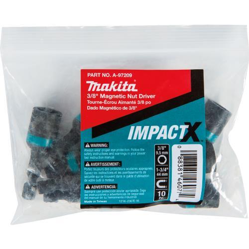 Makita A-97209 ImpactX, 3/8³ x 1‘3/4³ Magnetic Nut Driver, 10/pk, Bulk