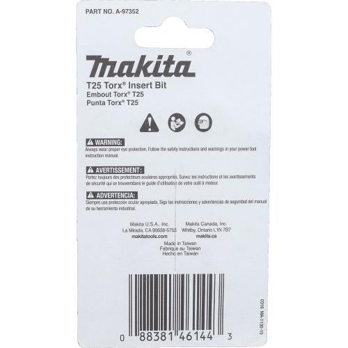 Makita A-97352 ImpactX, T25 Torx® 1³ Insert Bit, 25/pk