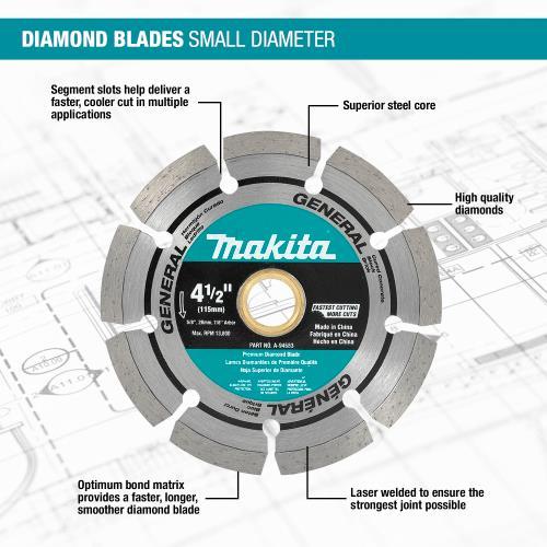 Makita A-97623 4‘1/2" Diamond Blade, Segmented, General Purpose, 2/pk