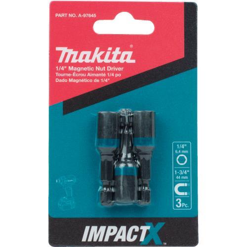 Makita A-97645 ImpactX, 1/4³ x 1‘3/4³ Magnetic Nut Driver, 3/pk