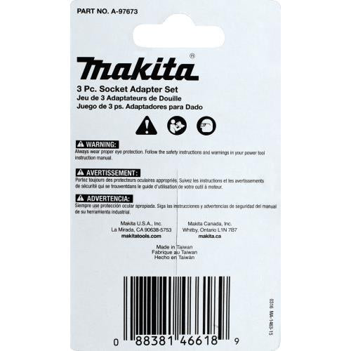 Makita A-97673 ImpactX, 3 Pc. 2³ Socket Adapter Set