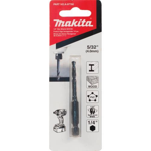 Makita A-97760 5/32" Black Oxide Drill Bit, 1/4" Hex Shank