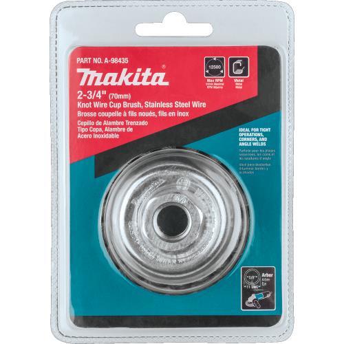 Makita A-98435 2‘3/4" Knot Wire Cup Brush, Stainless, 5/8"‘11