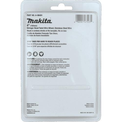 Makita A-98491 4" Stringer Bead Twist Wire Wheel, Stainless, 5/8"‘11