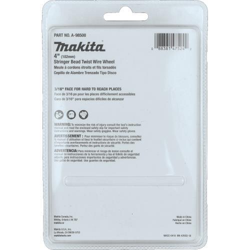 Makita A-98500 4" Stringer Bead Twist Wire Wheel, M10 x 1.25