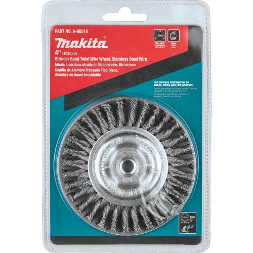 Makita A-98516 4" Stringer Bead Twist Wire Wheel, Stainless, M10 x 1.25