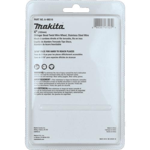 Makita A-98516 4" Stringer Bead Twist Wire Wheel, Stainless, M10 x 1.25