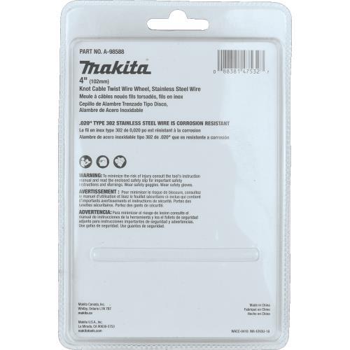 Makita A-98588 4" Knot Cable Twist Wire Wheel, Stainless, 5/8"‘11