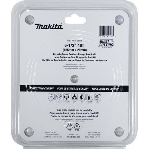 Makita A-98809 6‘1/2" 48T Carbide‘Tipped Cordless Plunge Saw Blade