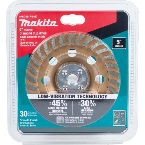 Makita A-98871 5" Low‘Vibration Diamond Cup Wheel, Turbo