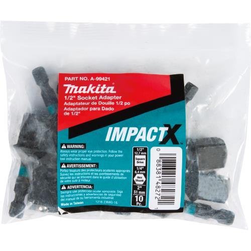 Makita A-99421 ImpactX, 1/2³ x 2³ Socket Adapter, 10/pk, Bulk