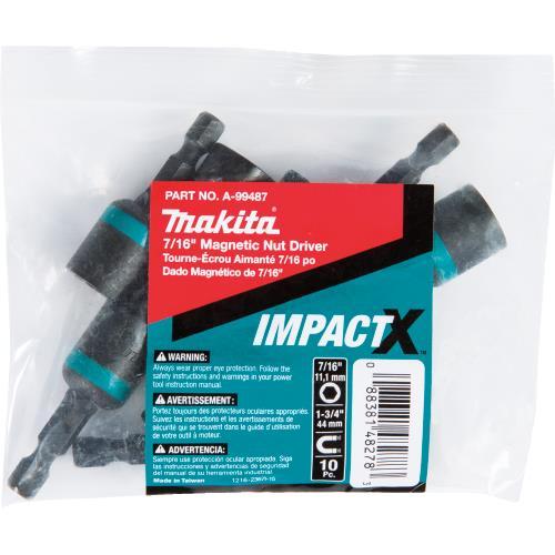 Makita A-99487 ImpactX, 7/16³ x 1‘3/4³ Magnetic Nut Driver, 10/pk, Bulk