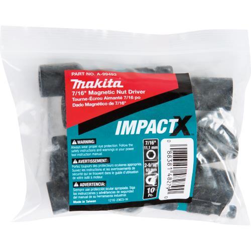 Makita A-99493 ImpactX, 7/16³ x 2‘9/16³ Magnetic Nut Driver, 10/pk, Bulk