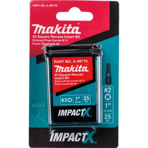 Makita A-99770 ImpactX, #2 Square Recess 1³ Insert Bit, 25/pk