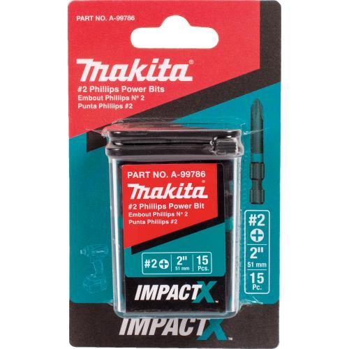 Makita A-99786 ImpactX, #2 Phillips 2³ Power Bit, 15/pk