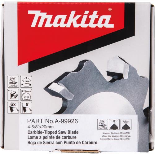 Makita A-99926 4‘5/8" (2 mm) Aluminum Grooving Carbide‘Tipped Saw Blade, 90º