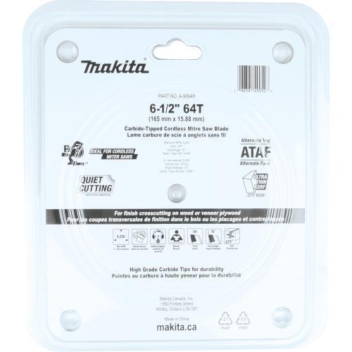 Makita A-99948 6‘1/2" 64T Carbide‘Tipped Ultra‘Thin Kerf Saw Blade