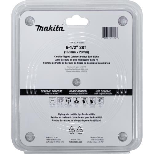 Makita A-99960 6‘1/2" 28T Carbide‘Tipped Cordless Plunge Saw Blade