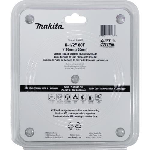 Makita A-99982 6‘1/2" 60T (ATB) Carbide‘Tipped Cordless Plunge Saw Blade