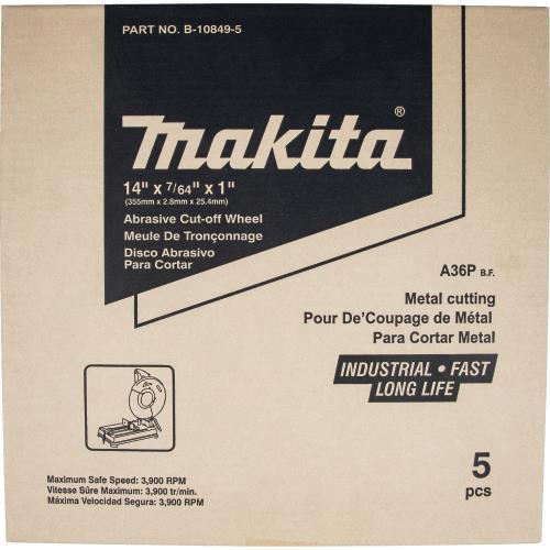 Makita B-10849-5 14" x 7/64" x 1" Abrasive Cut‘Off Wheel, 5/pk