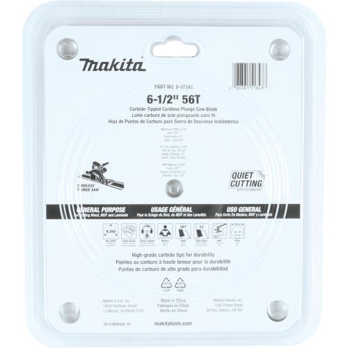 Makita B-57342 6‘1/2" 56T Carbide‘Tipped Max Efficiency Cordless Plunge Saw Blade