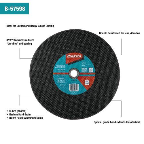 Makita B-57598-25 14" x 3/32" x 1" Abrasive Cut‘Off Wheel, 25/pk