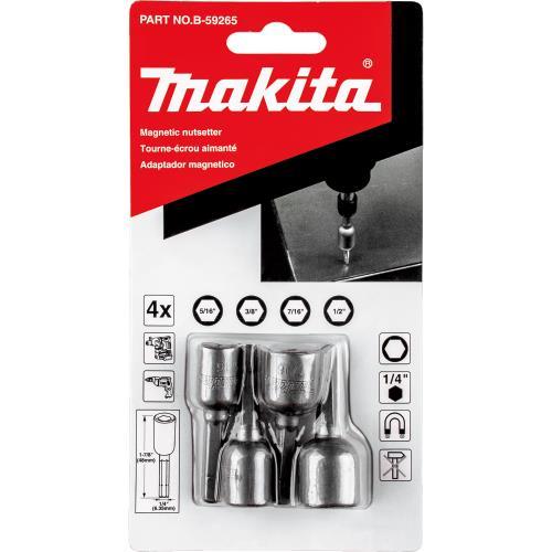 Makita B-59265 4 Pc. Magnetic Nutsetter Set, 5/16", 3/8", 7/16", 1/2"