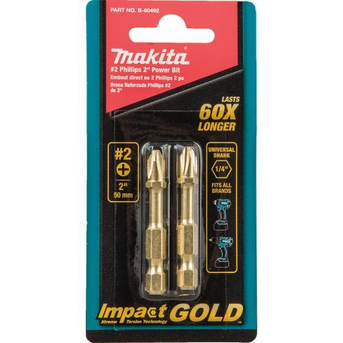 Makita B-60492 Impact GOLD® #2 Phillips 2³ Power Bit, 2/pk