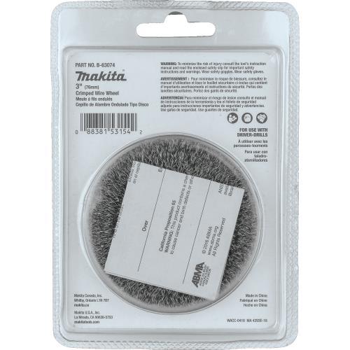 Makita B-63074 3" Crimped Wire Wheel, 1/4" Hex Shank