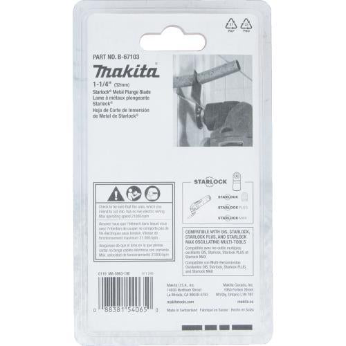 Makita B-67103 Starlock® Oscillating Multi‘Tool 1‘1/4" Bi‘Metal Plunge Cut Blade for Metal Cutting