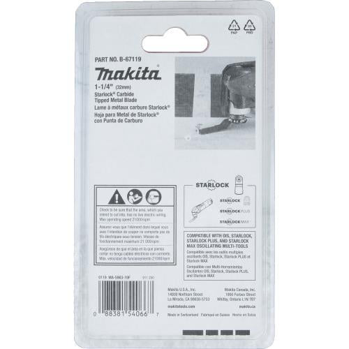 Makita B-67119 Starlock® Oscillating Multi‘Tool 1‘1/4" Hard Metal with Tungsten Carbide Tip Plunge Cut Blade for Metal Cutting