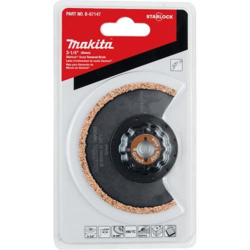 Makita B-67147 Starlock® Oscillating Multi‘Tool 3‘1/4" Hard Metal with Tungsten Carbide Coated Rim 30 Grit Grout Removal Blade