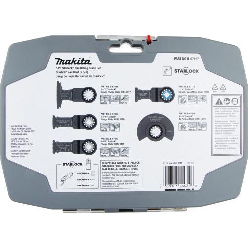 Makita B-67197 Starlock® Oscillating Multi‘Tool 5‘Piece Accessory Cutting Blade Set with Case