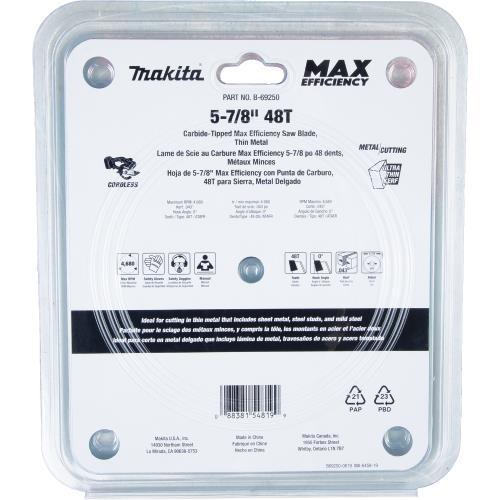 Makita B-69250 5‘7/8" 48T Carbide‘Tipped Max Efficiency Saw Blade, Thin Metal