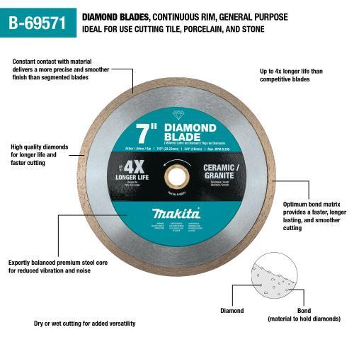 Makita B-69571 7" Diamond Blade, Continuous Rim, General Purpose