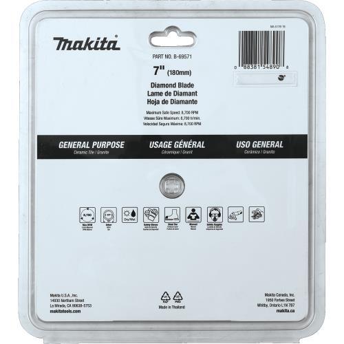 Makita B-69571 7" Diamond Blade, Continuous Rim, General Purpose